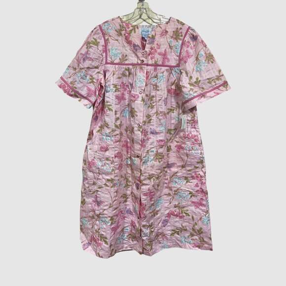 Vintage Y2K  Leisure Life Floral House Dress House Cottage Snap Button Size M - Picture 3 of 8